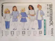 Jacket Dress Top Skirt Pants Girls S M L Butterick 6861 Sewing Pattern UC Easy