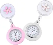 [VALICLUD] 2pcs Cherry Blossom Nurse Wall Watch Watches Alloy White