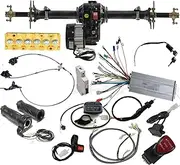 Rear Axle Kit 48V 1000W Electric Motor Differential Gearbox Controller Hand Throttle Hydraulic Brake Assembly DIY Parts For Go Kart Golf Cart ATV Quad Buggy Trike Tricycle 4 Wheeler (40" Axle)