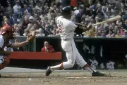 Paul Blair Of The Baltimore Orioles Swings And Watches 1 Old Photo