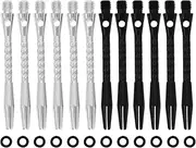 EMSea 12PCS Dart Shafts with Rubber O-Rings Standard 2BA Thread Harrow Stems Aluminum Dart Pole Rod Throwing Fitting Dart Accessories