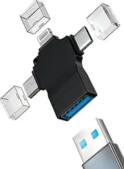 USB OTG 3.0 Adapter(3 in 1) USB C Lightning Micro USB Male Connector USB-A Female for iPhone 16 15 14 Pro Max Type C Port MacBook for Apple Converter Flash Drive Stick Camera Computer Dongle for iPad