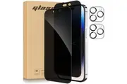 [2+2 Pack] Privacy AntiPeep Screen Protector for iPhone 15 Pro Max (6.7 inch) with Camera Lens Protector Tempered Glass Case Friendly- 2 Pack Each