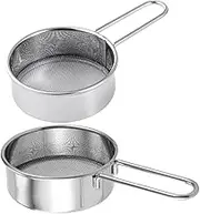 Mikinona 2pcs Portable Stainless Steel Flour Sieve Handheld Fine Mesh Sifter for Baking Cocoa and Coffee Compact Design for Easy Storage and Travel