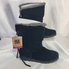 Muk Luks Black Suede Mid Winter Boots Ziggy Rodeo Water Repellent Size 11M NIB