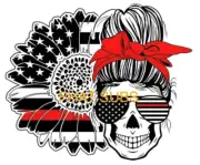 Sublimation Print Thin Red Line Fireman Skull Ready To Press Heat Transfer