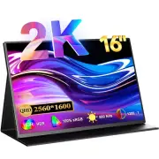 UPERFECT 2K Monitor 16 Inch 2K 2560*1600 Portable Monitor 16:10 USB C PC Screen