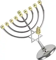 Headed Candlestick Menorah Menorah Candle Holder Gold Candlesticks Shaped Ornament Gold Traditional Candle Holder Decor Style Candleholder Party Decorations Holiday Metal