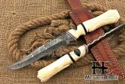 HUNTEX Custom Handmade Damascus 330 mm Long Camel Bone Hunting Sticker Knife