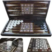 Park Oz Pearl Premium Turkish Backgammon and Chess Set 19 Inch Handmade 2 in 1 W