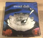 SILVER LOTUS CRYSTAL DISH & SPOON VINTAGE DURHAM CRYSTAL BRAMA BOXED AUS