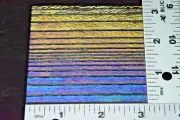 3"x 3" ACCORDION TEXTURE ON CLEAR IRIDIZED 3mm BULLSEYE GLASS 90 COE
