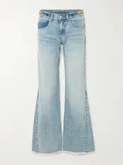 [Stella McCartney] Stella McCartney - Frayed Embellished Flared Jeans - Blue - 24 24 Blue