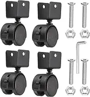 uxcell 1.3" Swivel Caster with 0.98" U Bracket, 4 Pack 360° Rotation Nylon Swivel No Noise Wheel with Brake Locking Caster for Furniture Legs Black