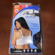 Playtex Women's 18 Hour Posture Boost Wire-Free Bra - E525, Black 42DD
