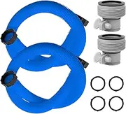 2 Pack 1.5" Diameter 29060E Pool Hoses for Above Ground Pools, 59" Pump Hoses Replacement for 1500 GPH In-tex Filter Pumps Saltwater Systems Sand Filters, with 4 Gaskets, Blue