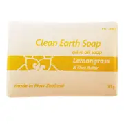 Clean Earth Soap Lemongrass & Shea Butter Soap, Organic, Essential Oils, 85gm