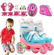 Three-Point Roller Skates, Adjustable Roller Skates Three-Point Design, Girls and Boys Skating Shoes Light up Wheels for Children Aged 3-8 Years Old