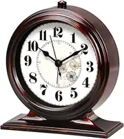 Tabletop Clock Home Retro Decorative Clock Bedroom Bedside Alarm Clock Silent Desk Clock Battery Powered Decorative Table Clock(White) Aqiong