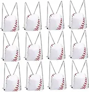 MOTHNUR 12pcs Drawstring Backpack Baseball Themed Sports Bag for Hiking Camping and Gym Use Durable Outdoor Backpacks Easy Maintenance Athletic Bags