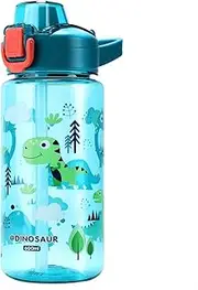MHwan Children's Water Bottle, 600 ml, Robust and Shatterproof, Leak-Proof Drinking Bottle with Straw, BPA-Free, Beautiful Children's Water Bottle, Suitable for School Travel, Portable Water Bottle