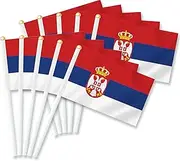 10 PCS Serbia Handheld Small Flag, Serbians Hand held Mini Decor Decoration Banner