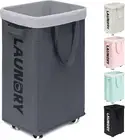 Laundry Basket with Wheels, 75L Collapsible Laundry Hamper, Clothes Hamper with