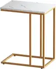 Coffee Table Marble Effect Round Sofa Side Bedside Tables Laptop Desk, Home Furn