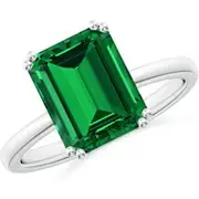 Lab-Grown Emerald-Cut Emerald Solitaire Classic Engagement Ring