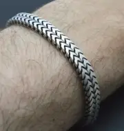 925 Sterling Silver Gunmetal Finish double Franco Oxidize Bracelet 8.5 in 36.3gr