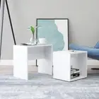 Coffee Table Set 2 Pcs White Chipboard Nesting Side Tea Tables Home Furniture