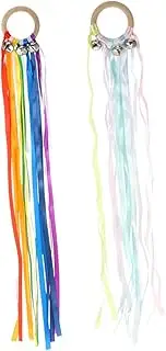 Ciieeo 2pcs Colorful Rainbow Ribbon Streamer Toy for Boy Girl Outdoor Early Educational Play Bells Fun Sensory Activity for Dance and Movement