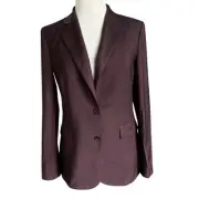 Theory Aaren Continuous Jacket Blazer Two Button Burgundy Virgin Wool Size 6 NEW