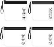 4 PCS Clear TSA Approved Toiletry Bag, Quart Size Carry-On Clear Liquids Bag Airport Security Approved Compliant Transparent Bag for Toiletries Cosmetics Travel, Clear, Black, Casual (Black)