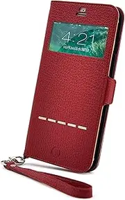 [HANATORA] iPhone 6s Plus/6 Plus (5.5 inch) Case Vision-Stand Folio Case PU Leather Film Kit Included Red