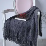 127*210cm Cozy Decorative Knit Woven Throw Blanket Sofa Throw Bed Throw Bed Blanket - Grey