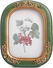 SIKOO 2.5x3.5 Vintage picture frames Small Wallet Size Picture frames Wall Mount and Tabletop Vintage Wall Decor Green and Gold