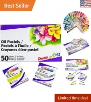 Vibrant 50-Color Oil Pastels Set, Metallic & Fluorescent - Smooth & Blendable