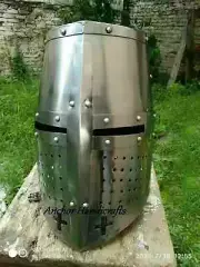 18 GaugeMedieval Vintage Crusader Armor Templar knight Handmade Helmet