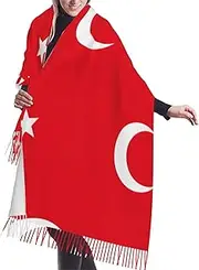 [DRTGEDS] Flag Of Turkey Scarfs For Women Fall Winter Scarves Pashmina Shawls And Wraps For All Season Christmas Gift