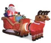 320cm Xmas Father Christmas Charm Santa Sleigh With Reindeer + LED Lights Inflatable