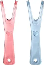 HEALIFTY 2 Pieces Dental Floss Holder Dental Floss Holder Built-in Coil Flat Wire Dental Floss Replacement Rack (Pink + Blue)