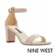 NINE WEST PRUCE3 一字帶漆皮粗跟中跟涼鞋-藕粉色