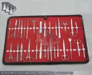 35 PCS BIOLOGY LAB ANATOMY MEDICAL STUDENT DISSECTING KIT + SCALPEL BLADES #21