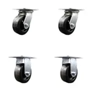 5 Inch Phenolic Caster Set with Ball Bearings 2 Swivel 2 Rigid Service Caster