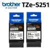 【2入組】brother TZe-S251 超黏性護貝標籤帶 ( 24mm 白底黑字 )