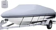 VEVOR Waterproof Boat Cover, 14'-16' Trailerable Boat Cover, Beam Width up to 90" v Hull Cover Heavy Duty 210D Marine Grade Polyester Mooring Cover for Fits V-Hull Boat with 5 Tightening Straps