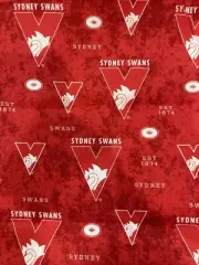 AFL SYDNEY SWANS HOMESPUN FABRIC MULTICOLOURED MATERIAL