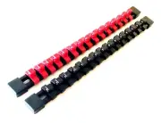 2 GOLIATH INDUSTRIAL 3/8" ABS MOUNTABLE RED/BLACK SOCKET RAILS HOLDERS ORGANIZER