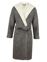 Men's Hooded Fleece Robe, Dark Marl Medium Gray